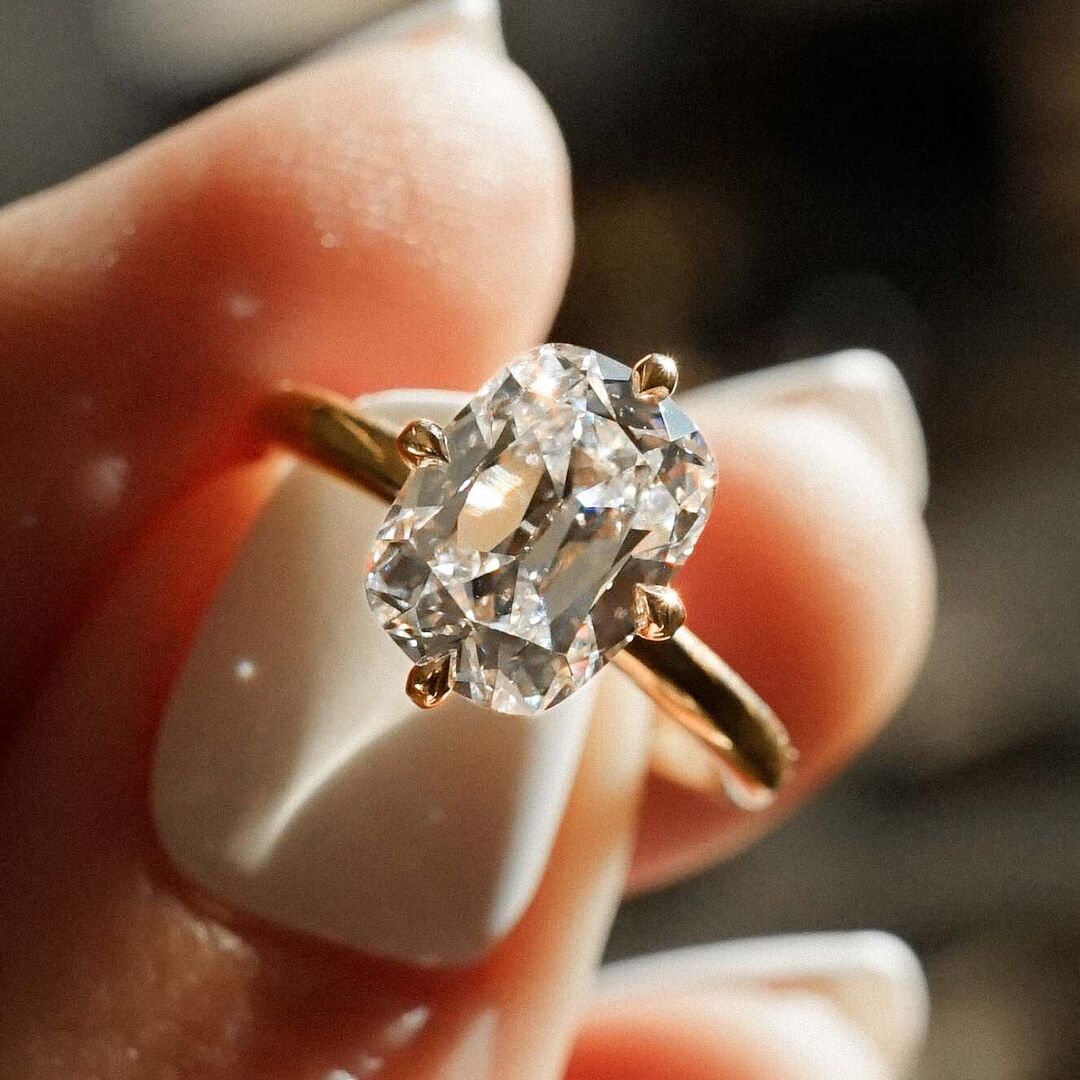 DSC09853-Feed-square-1 | Frank Darling Compass prong, elongated cushion moissanite engagement ring